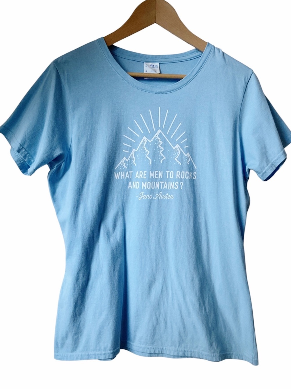 Jane Austen Quote Women’s Large Blue Graphic T-Shirt Mountains Port & Company - Picture 9 of 10